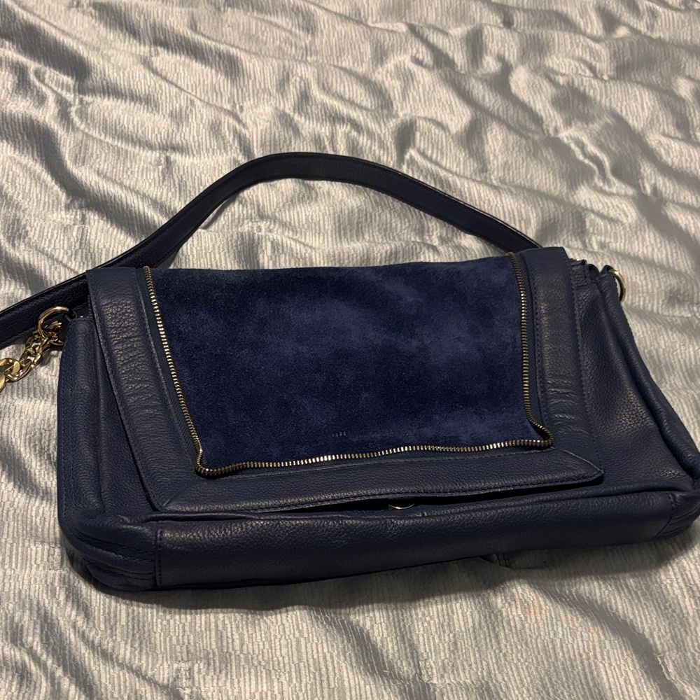 Kelsi Dagger Navy Blue Leather Shoulder Bag